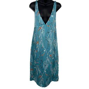 Zara Trafaluc Collection Small S Blue Floral Sleeveless V-Neck Dress Women New